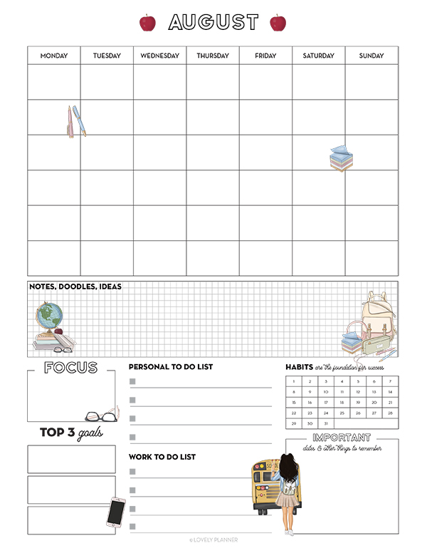 August Planner Page