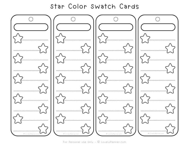 Free Printable Star Color Swatch Cards