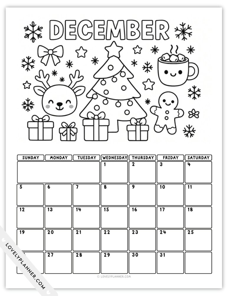 December 2027 Calendar Kawaii