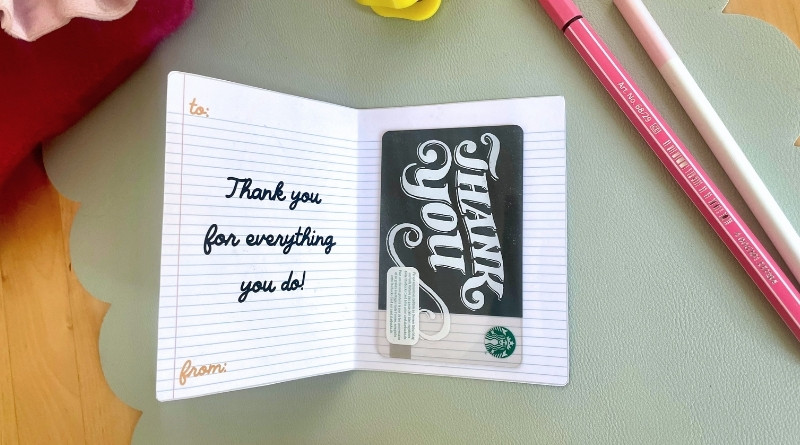 Teacher Appreciation Gift Card Holder Notebook