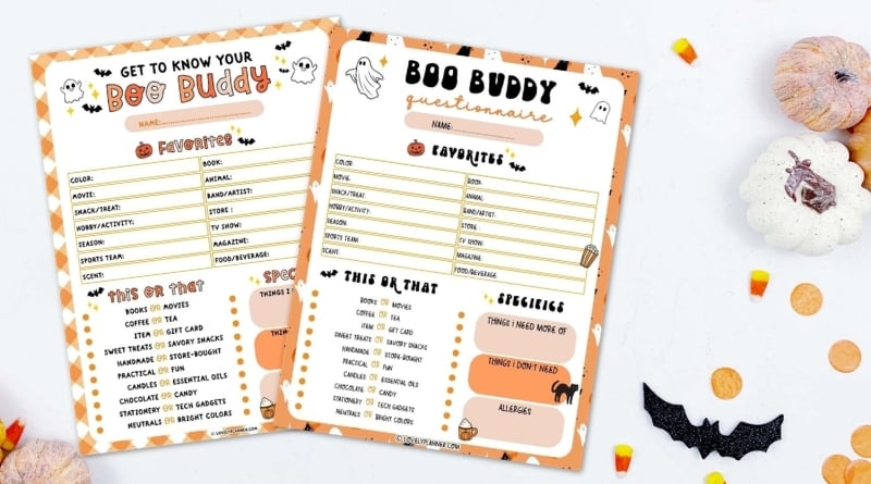 14 Free Printable Boo Buddy Questionnaire Templates