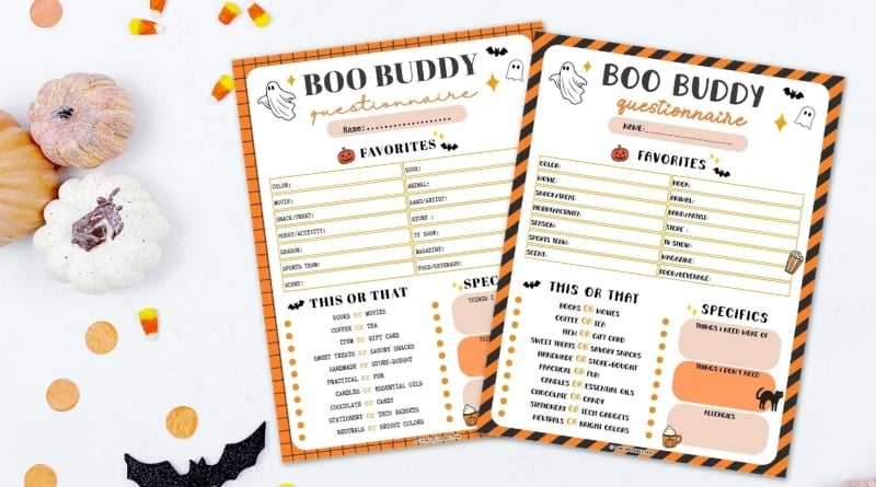 Printable Halloween Gift Exchange Questionnaire