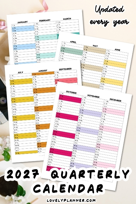 Free Printable 2027 Quarterly Calendar