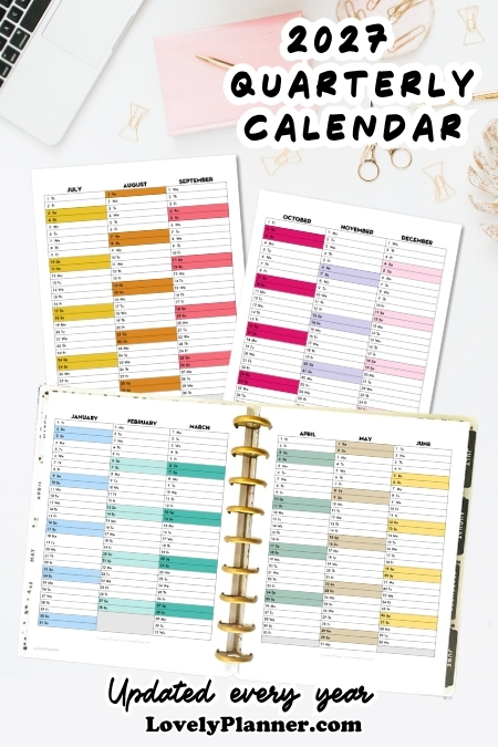 Free Printable 2027 Quarterly Calendar