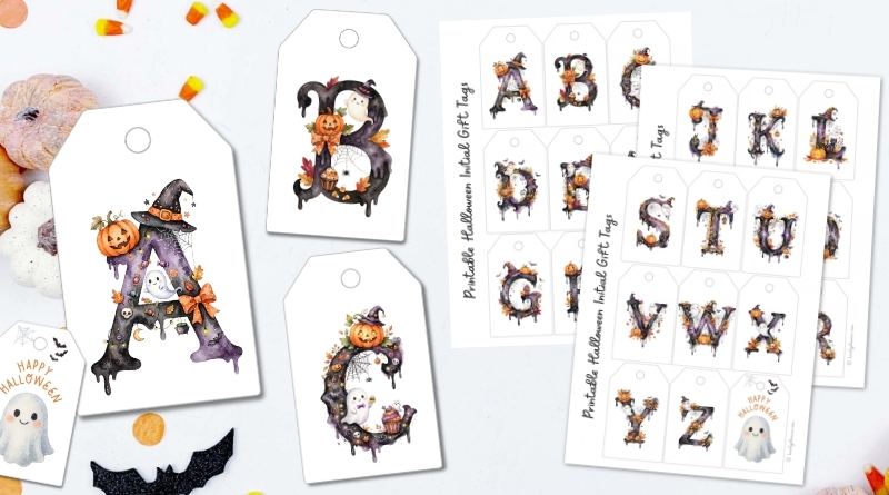 Free Printable Halloween Initial Gift Tags